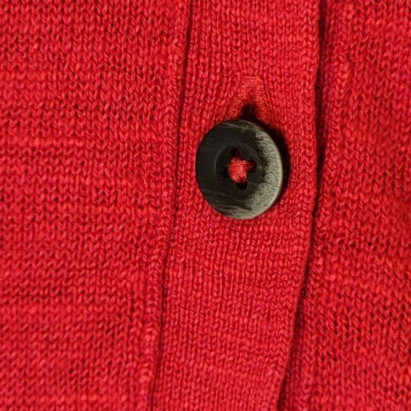 J Jill Linen Blend Tunic Top Womens S Petite Red Short Sleeve Vneck Button Front - Picture 4 of 10